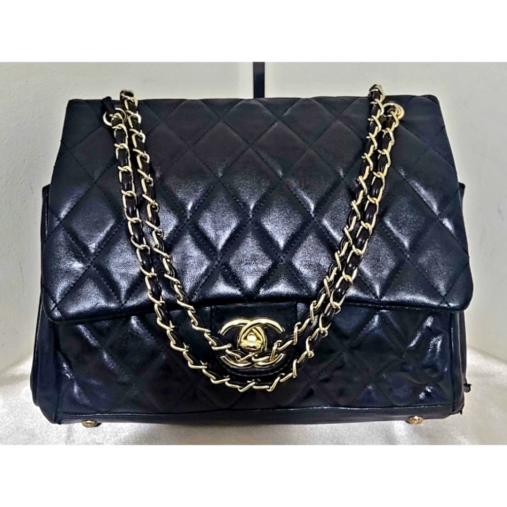 CHANEL Jumbo 30 Quilted Black Cavier Leather 24k Gold Hardware - Ivy
